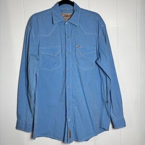 Rafter C Cowboy Collection Mens Blue White Pinstriped Western Pearl‎ Snap Button